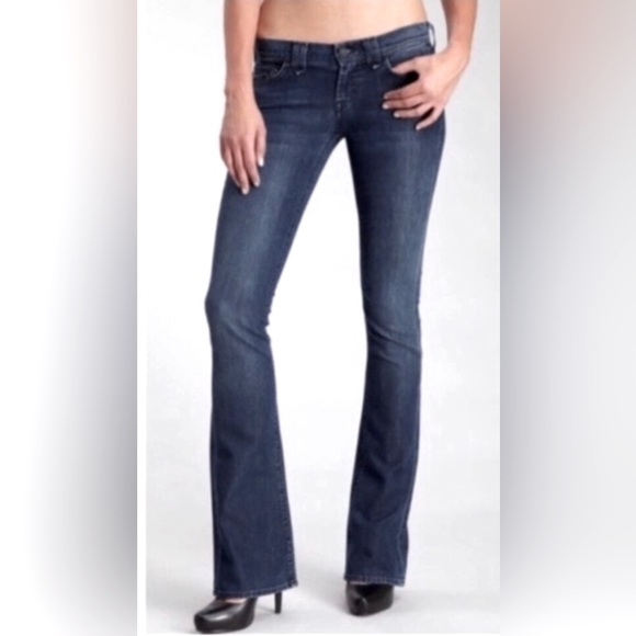 7 for All Mankind Rocker Boot Cut Jeans Med Blue Wash - Picture 1 of 7